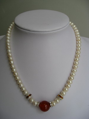 100% natural pearl necklace with stone top grade OEM
