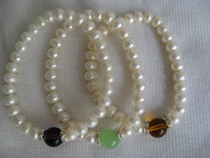 100% natural pearl bracelet with stone top grade OEM