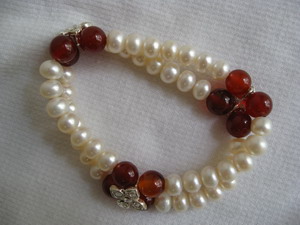 100% natural pearl bracelet with stone top grade OEM