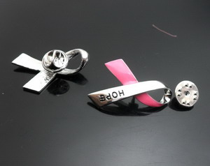 Alloy Breast Cancer Ribbon pink brooch
