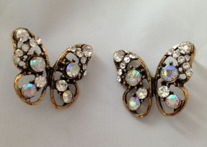 Fashion jewelry diamond-mounted butterfly earring OEM